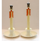 Gilded Cream Ceramic Candle Holders – Pair