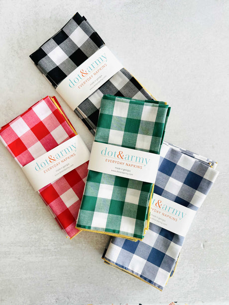 Gingham Check Cloth Napkins, set of four-Cloth Napkins-Parc Decor