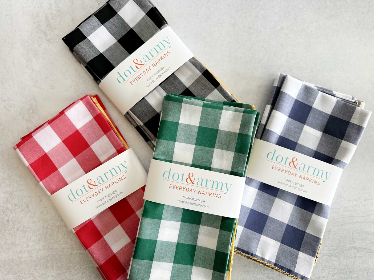 Gingham Check Cloth Napkins, set of four-Cloth Napkins-Parc Decor