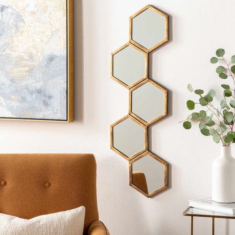 Gitagum Rustic Gold Honeycomb Mirror-Mirrors-Parc Decor