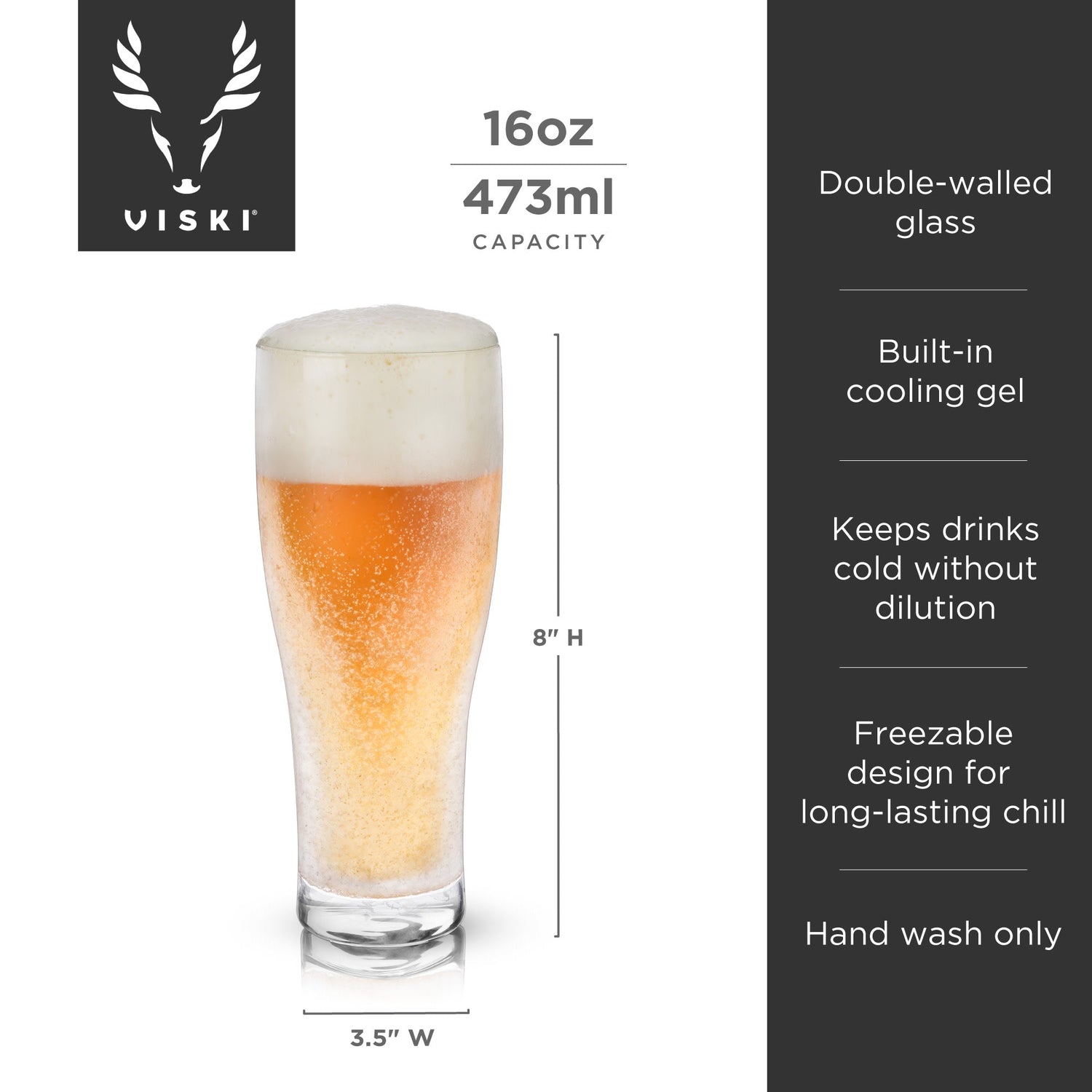 Glacier Double-Walled Chilling Beer Glass-product_type::beer_chilling_drinkware-Parc Decor