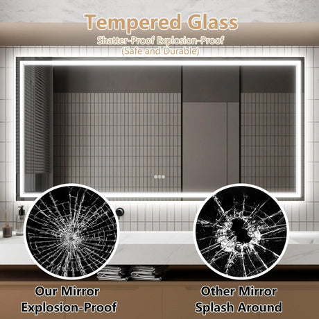 GlareGuard Anti-Fog Bathroom Dimmable Led Mirror Backlit Illuminated Mirror Touch Switch