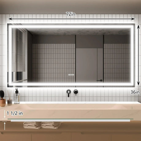 GlareGuard Anti-Fog Bathroom Dimmable Led Mirror Backlit Illuminated Mirror Touch Switch