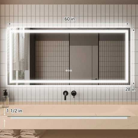 GlareGuard Anti-Fog Bathroom Dimmable Led Mirror Backlit Illuminated Mirror Touch Switch