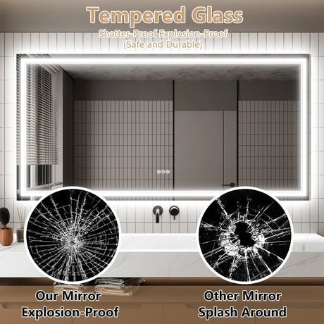 GlareGuard Anti-Fog Bathroom Dimmable Led Mirror Backlit Illuminated Mirror Touch Switch
