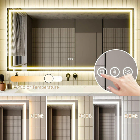 GlareGuard Anti-Fog Bathroom Dimmable Led Mirror Backlit Illuminated Mirror Touch Switch