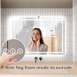 GlareGuard Anti-Fog Bathroom Dimmable Led Mirror Backlit Illuminated Mirror Touch Switch-镜子-Parc Decor
