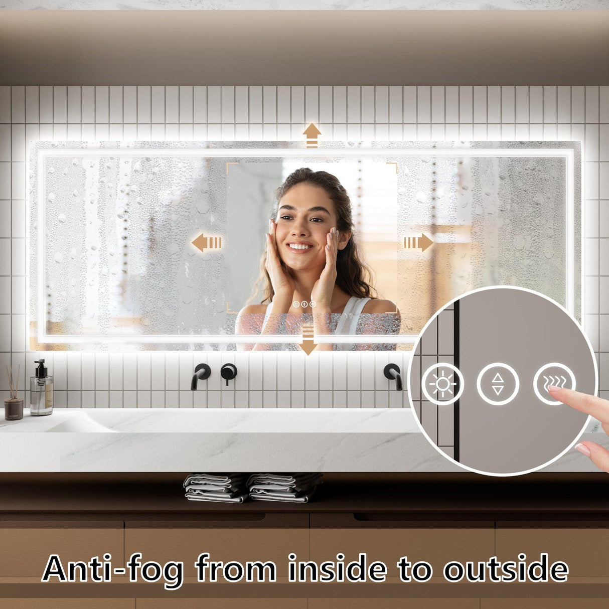 GlareGuard Anti-Fog Bathroom Dimmable Led Mirror Backlit Illuminated Mirror Touch Switch-镜子-Parc Decor