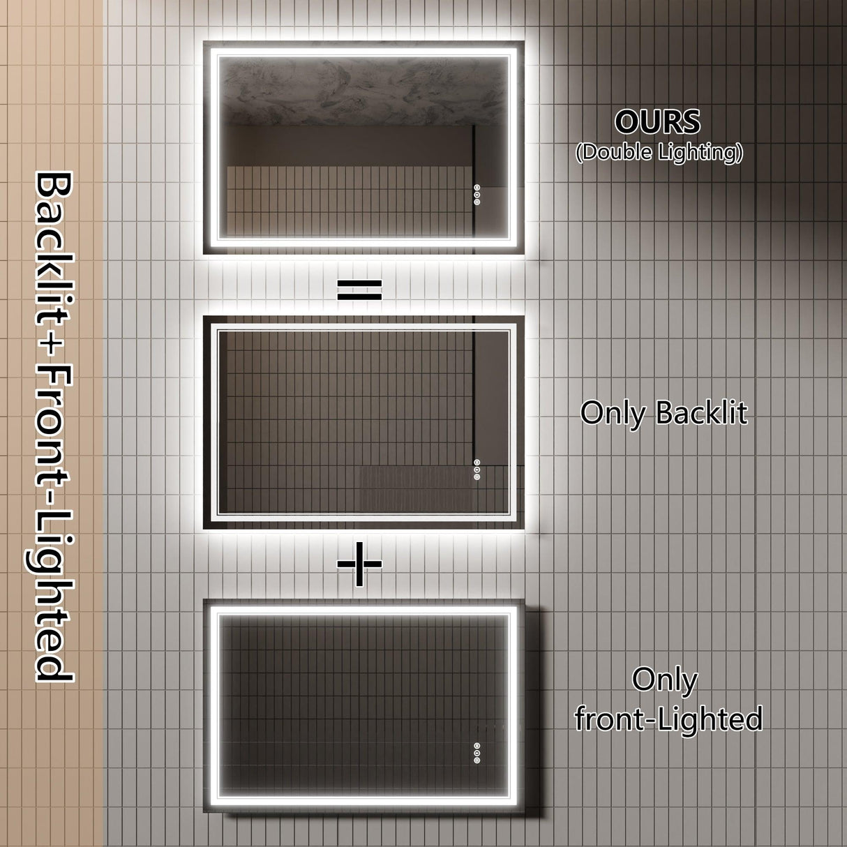 GlareGuard Anti-Fog Bathroom Dimmable Led Mirror Backlit Illuminated Mirror Touch Switch-镜子-Parc Decor