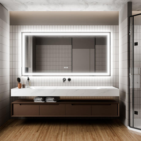 GlareGuard Anti-Fog Bathroom Dimmable Led Mirror Backlit Illuminated Mirror Touch Switch-镜子-Parc Decor