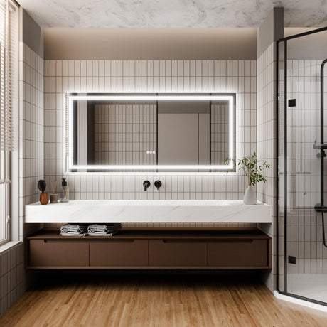 GlareGuard Anti-Fog Bathroom Dimmable Led Mirror Backlit Illuminated Mirror Touch Switch-镜子-Parc Decor