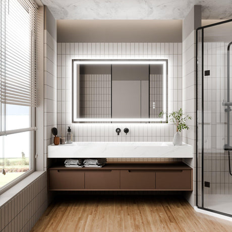 GlareGuard Anti-Fog Bathroom Dimmable Led Mirror Backlit Illuminated Mirror Touch Switch-镜子-Parc Decor