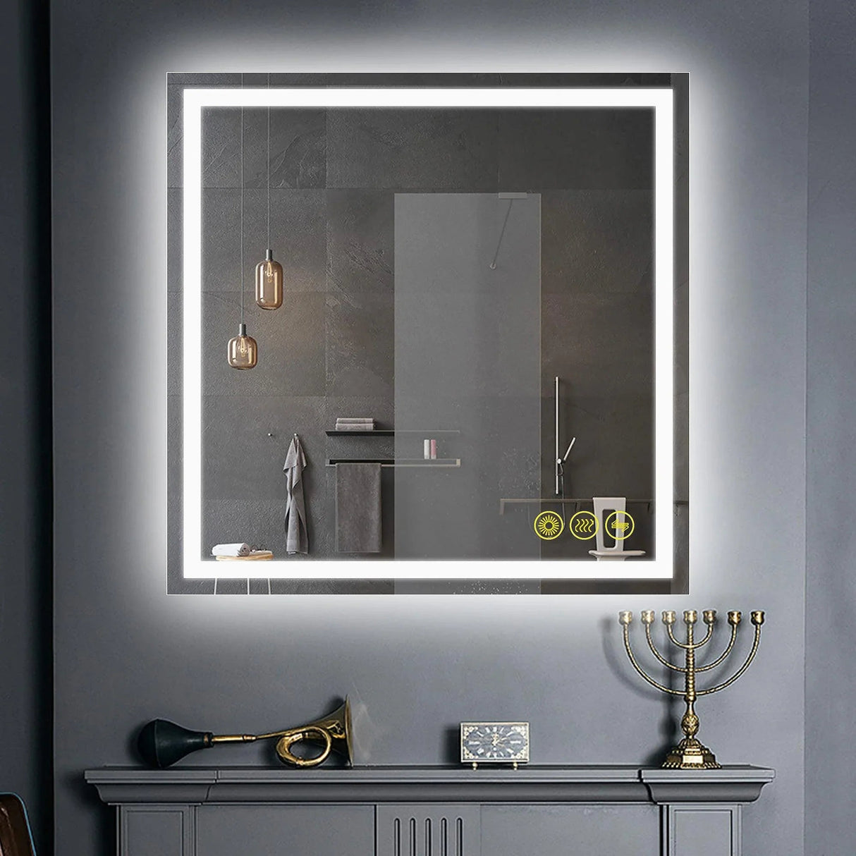 GlareGuard Anti-Fog Bathroom Led Mirror Backlit Illuminated Mirror Touch Switch Dimmable