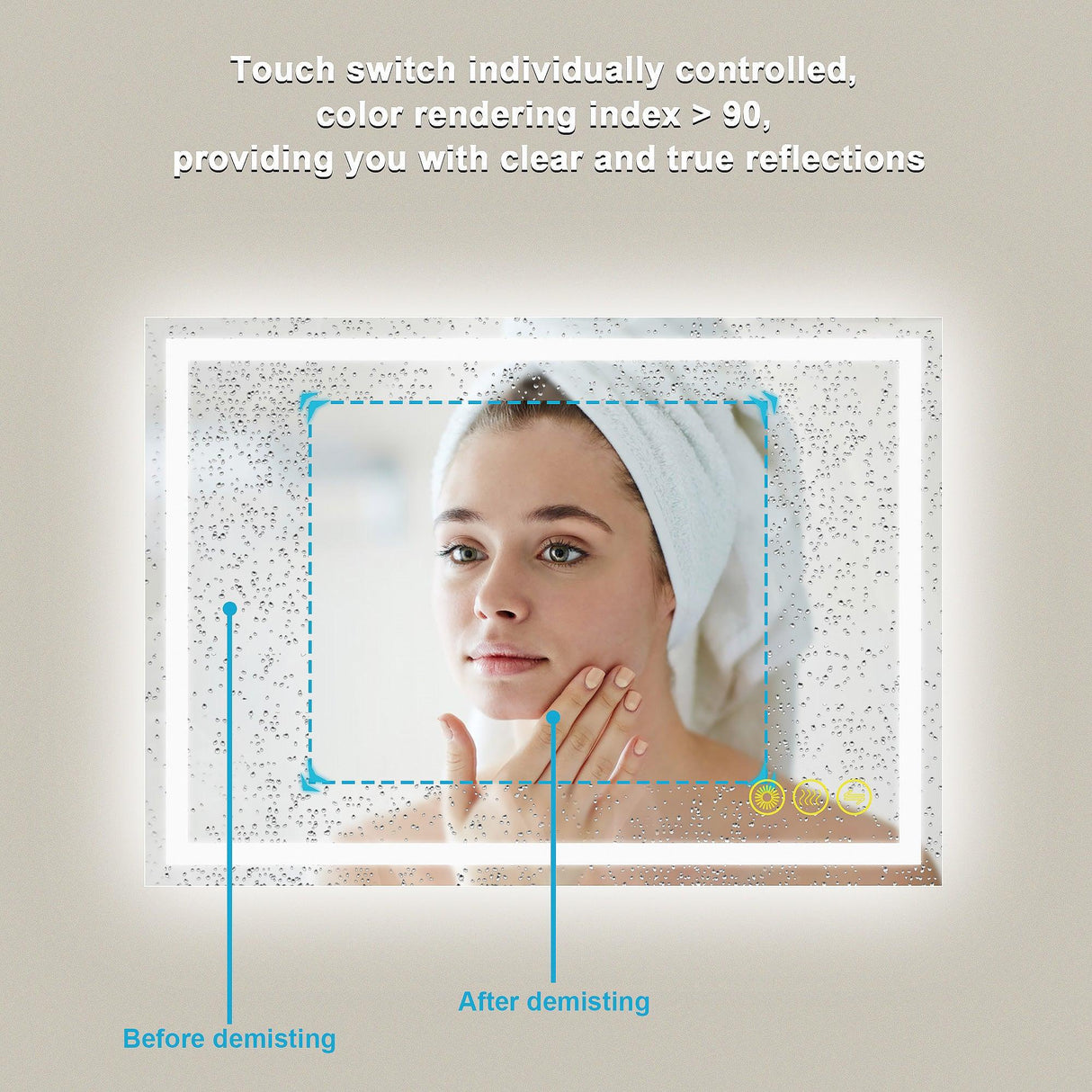 GlareGuard Anti-Fog Bathroom Led Mirror Backlit Illuminated Mirror Touch Switch Dimmable-镜子-Parc Decor