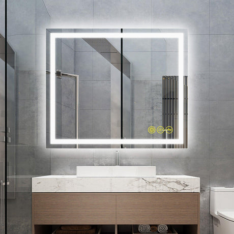 GlareGuard Anti-Fog Bathroom Led Mirror Backlit Illuminated Mirror Touch Switch Dimmable-镜子-Parc Decor