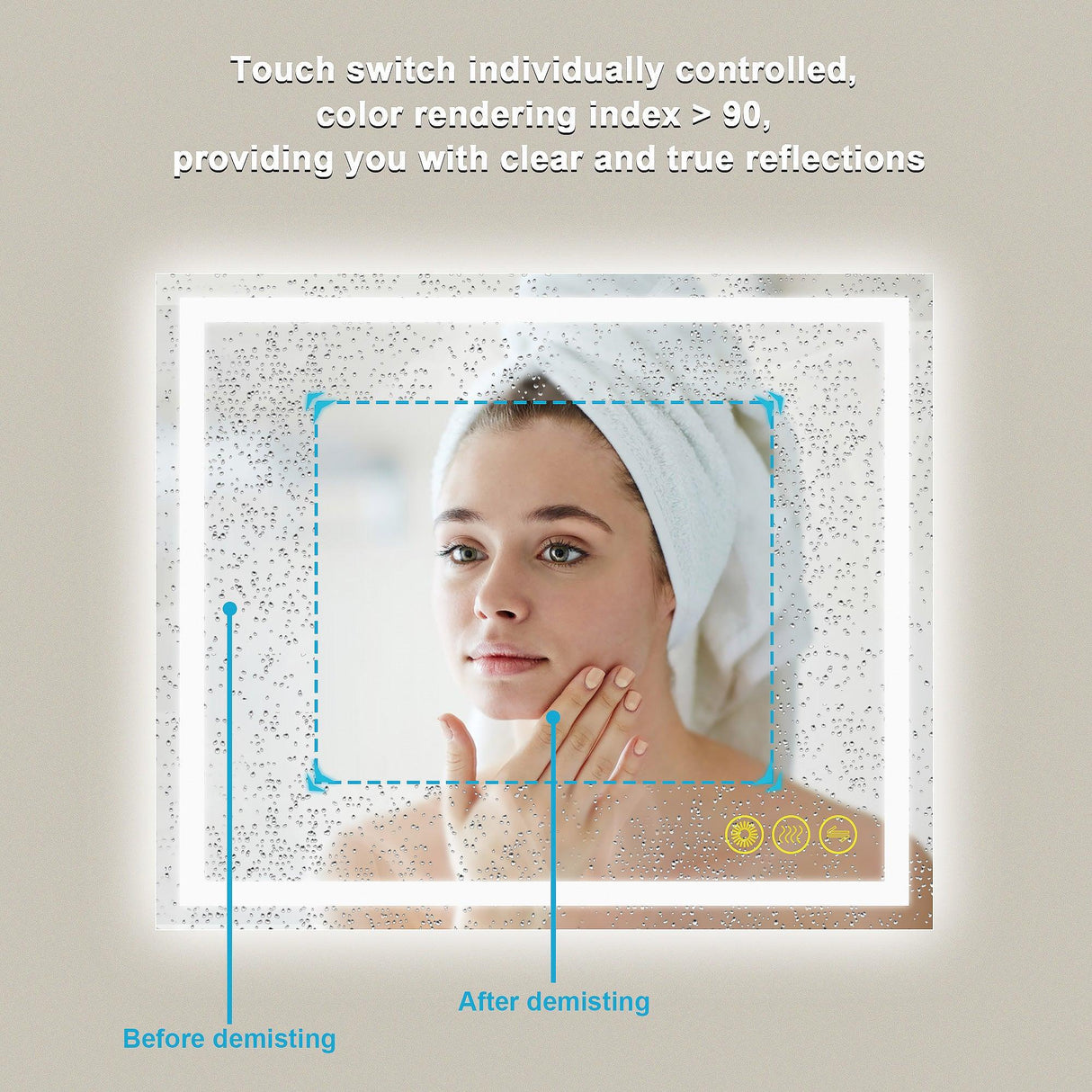 GlareGuard Anti-Fog Bathroom Led Mirror Backlit Illuminated Mirror Touch Switch Dimmable-镜子-Parc Decor