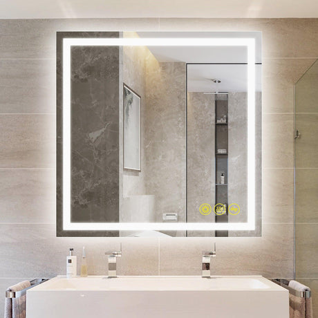 GlareGuard Anti-Fog Bathroom Led Mirror Backlit Illuminated Mirror Touch Switch Dimmable-镜子-Parc Decor
