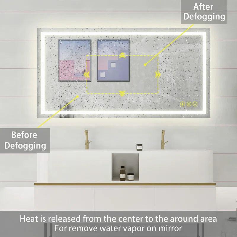 GlareGuard Anti-Fog Bathroom Led Mirror Backlit Illuminated Mirror Touch Switch Dimmable-镜子-Parc Decor