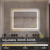 GlareGuard Rectangular Anti-Fog Dimmable Backlit LED Bathroom Vanity Mirror
