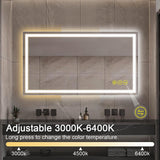 GlareGuard Rectangular Anti-Fog Dimmable Backlit LED Bathroom Vanity Mirror