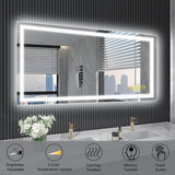 GlareGuard Rectangular Anti-Fog Dimmable Backlit LED Bathroom Vanity Mirror-镜子-Parc Decor