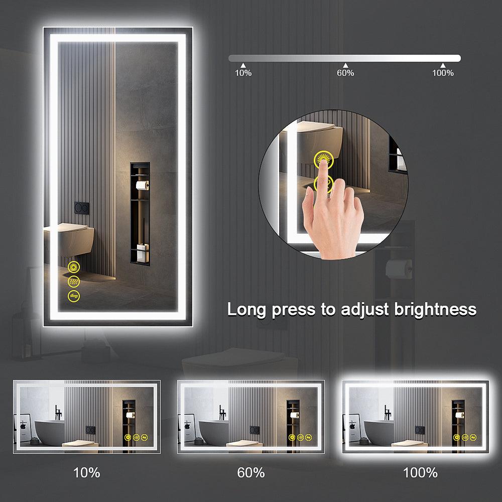 GlareGuard Rectangular Anti-Fog Dimmable Backlit LED Bathroom Vanity Mirror-镜子-Parc Decor