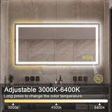 GlareGuard Rectangular Anti-Fog Dimmable Backlit LED Bathroom Vanity Mirror-镜子-Parc Decor
