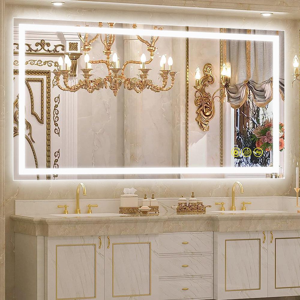 GlareGuard Rectangular Anti-Fog Dimmable Backlit LED Bathroom Vanity Mirror-镜子-Parc Decor