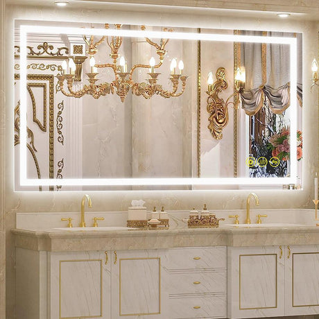 GlareGuard Rectangular Anti-Fog Dimmable Backlit LED Bathroom Vanity Mirror-镜子-Parc Decor