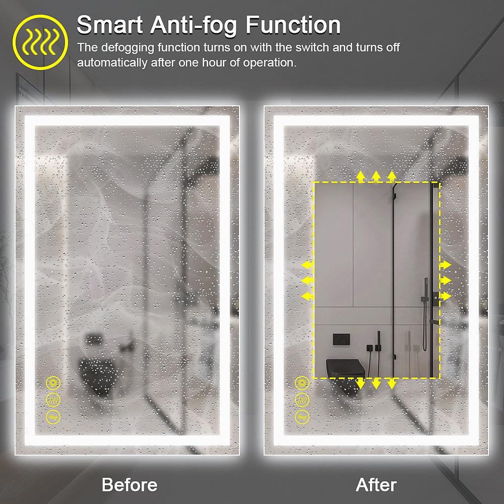 GlareGuard Rectangular Anti-Fog Dimmable Backlit LED Bathroom Vanity Mirror-镜子-Parc Decor