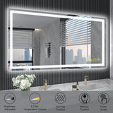 GlareGuard Rectangular Anti-Fog Dimmable Backlit LED Bathroom Vanity Mirror-镜子-Parc Decor