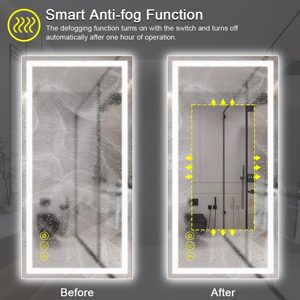 GlareGuard Rectangular Anti-Fog Dimmable Backlit LED Bathroom Vanity Mirror-镜子-Parc Decor