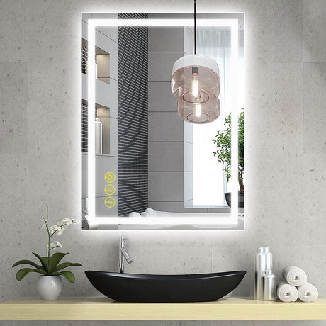 GlareGuard Rectangular Anti-Fog Dimmable Backlit LED Bathroom Vanity Mirror-镜子-Parc Decor
