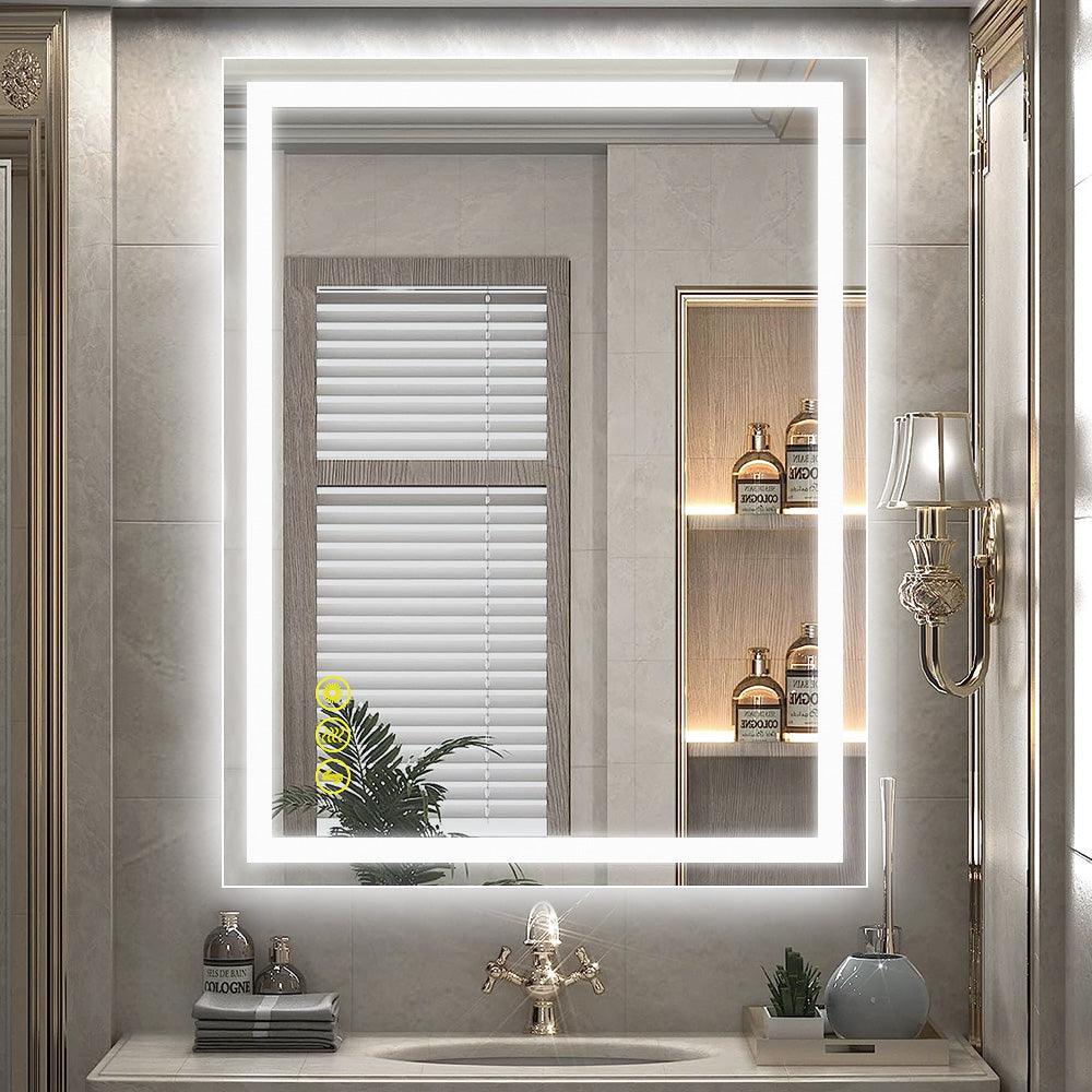 GlareGuard Rectangular Anti-Fog Dimmable Backlit LED Bathroom Vanity Mirror-镜子-Parc Decor