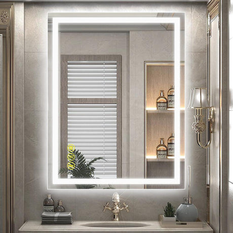 GlareGuard Rectangular Anti-Fog Dimmable Backlit LED Bathroom Vanity Mirror-镜子-Parc Decor