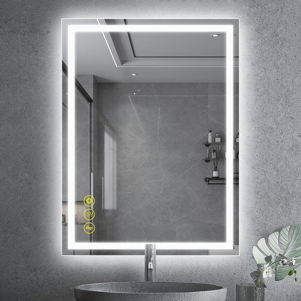 GlareGuard Rectangular Anti-Fog Dimmable Backlit LED Bathroom Vanity Mirror-镜子-Parc Decor