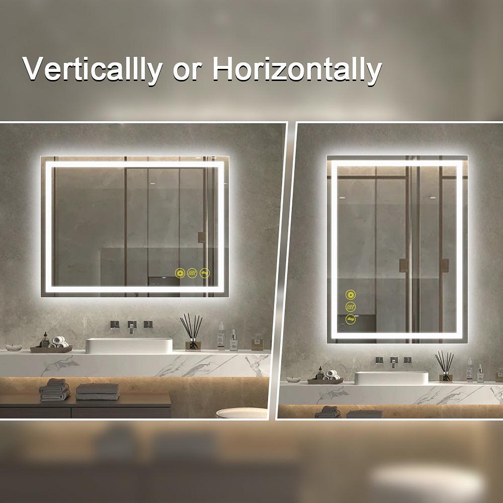GlareGuard Rectangular Anti-Fog Dimmable Backlit LED Bathroom Vanity Mirror-镜子-Parc Decor