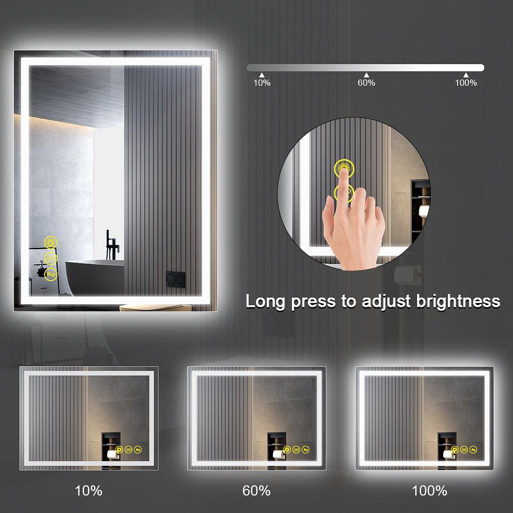 GlareGuard Rectangular Anti-Fog Dimmable Backlit LED Bathroom Vanity Mirror-镜子-Parc Decor