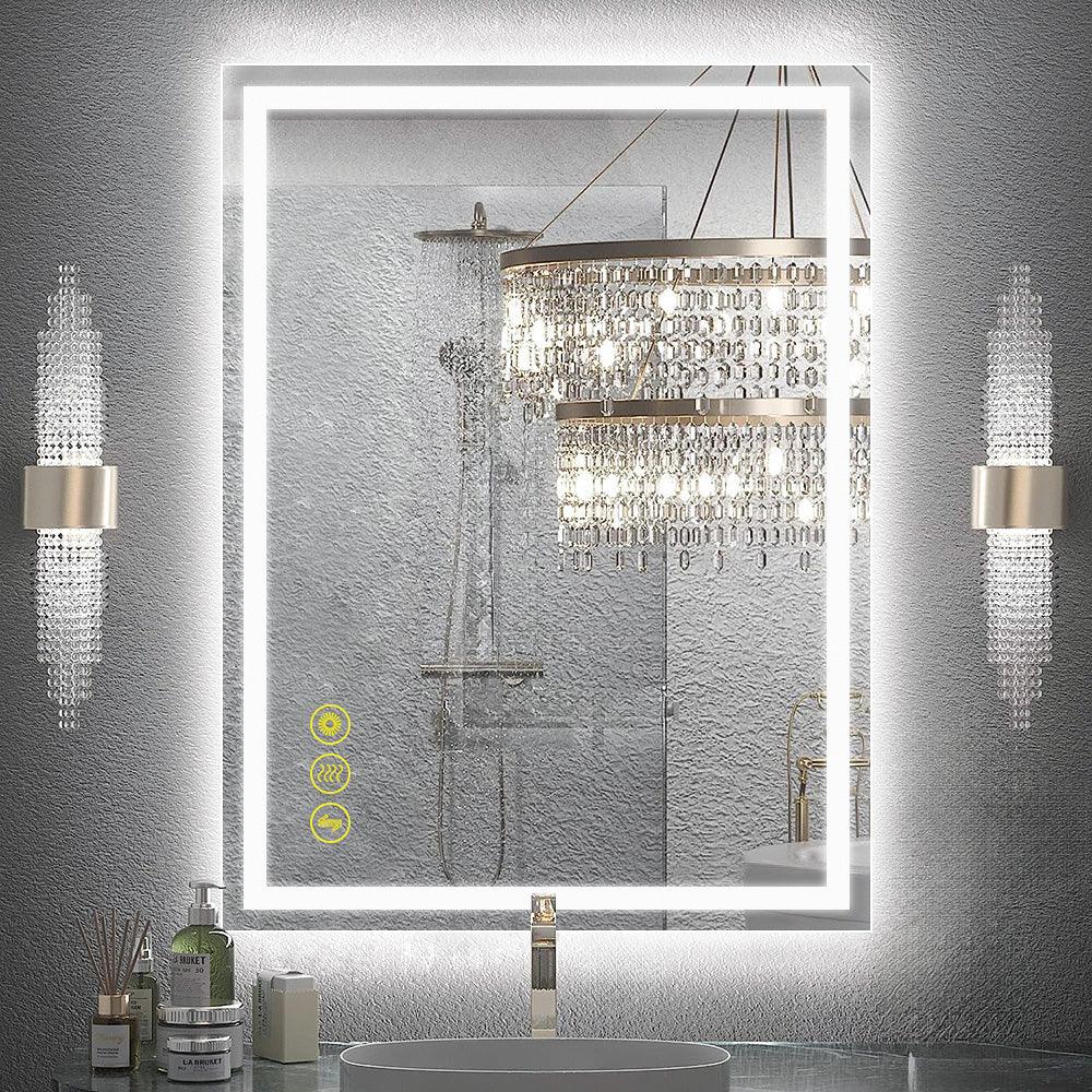 GlareGuard Rectangular Anti-Fog Dimmable Backlit LED Bathroom Vanity Mirror-镜子-Parc Decor