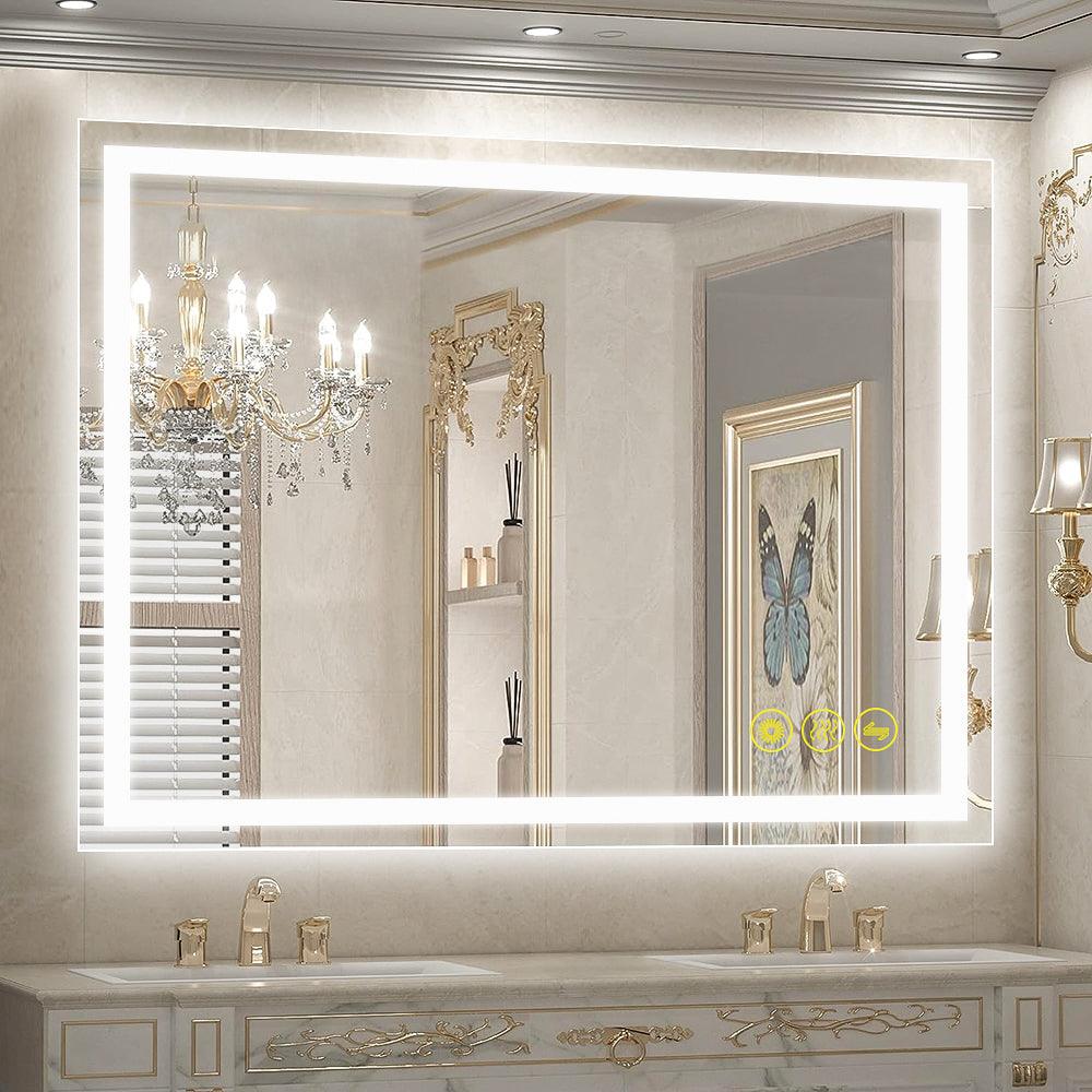 GlareGuard Rectangular Anti-Fog Dimmable Backlit LED Bathroom Vanity Mirror-镜子-Parc Decor