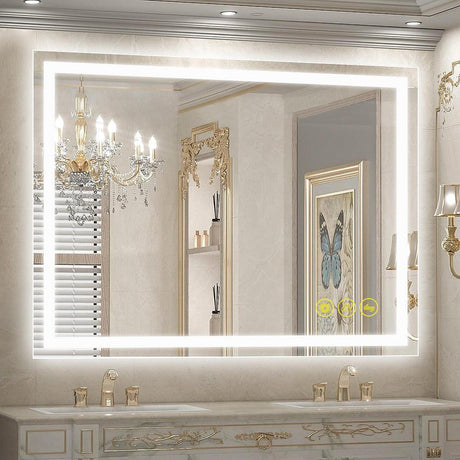 GlareGuard Rectangular Anti-Fog Dimmable Backlit LED Bathroom Vanity Mirror-镜子-Parc Decor