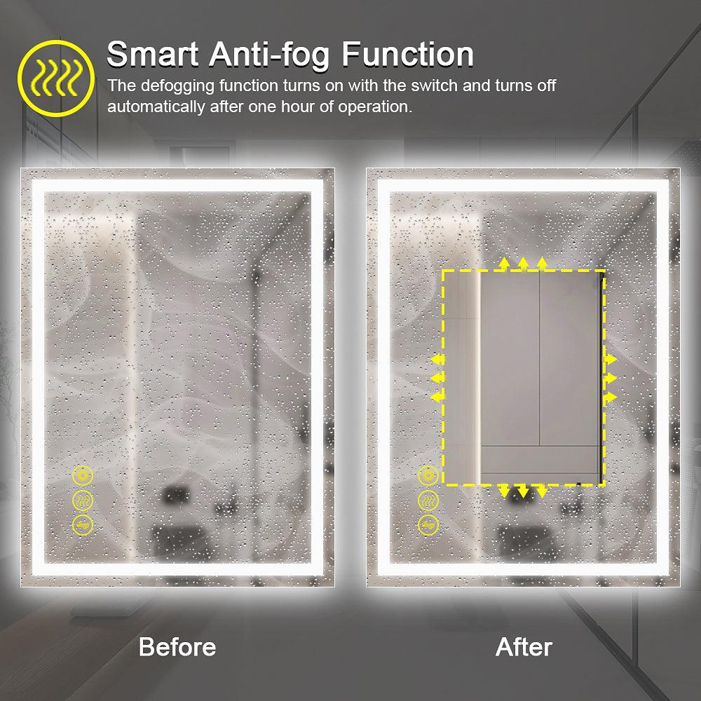 GlareGuard Rectangular Anti-Fog Dimmable Backlit LED Bathroom Vanity Mirror-镜子-Parc Decor