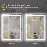 GlareGuard Rectangular Anti-Fog Dimmable Backlit LED Bathroom Vanity Mirror-镜子-Parc Decor