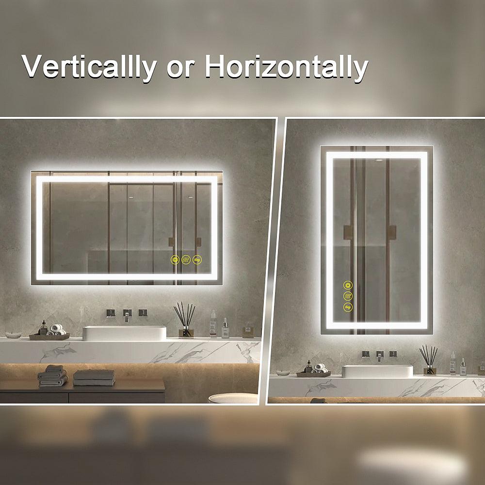 GlareGuard Rectangular Anti-Fog Dimmable Backlit LED Bathroom Vanity Mirror-镜子-Parc Decor