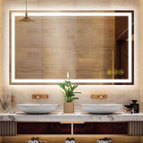 GlareGuard Rectangular Anti-Fog Dimmable Backlit LED Bathroom Vanity Mirror-镜子-Parc Decor