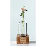 Glass Bud Vase in Metal Stand-Vases and Jars-Parc Decor