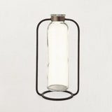 Glass Bud Vase in Metal Stand-Vases and Jars-Parc Decor