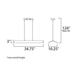 Glider 36"L 1-Light LED Island Light Light Fixture Black and Polished Chrome Finish by ET2