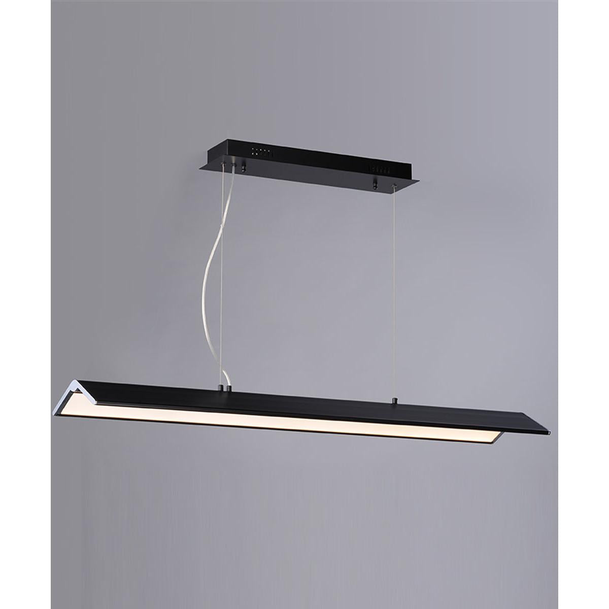 Glider 46"L 1-Light LED Island Light Light Fixture Black and Polished Chrome Finish by ET2