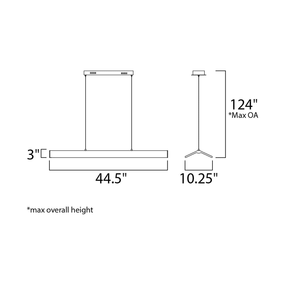 Glider 46"L 1-Light LED Island Light Light Fixture Black and Polished Chrome Finish by ET2